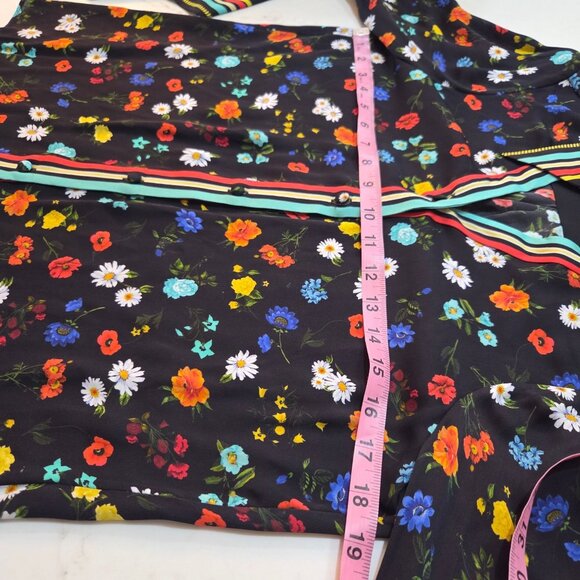 Alice + Olivia Randa Floral Bell Sleeve Blouse Top Medium Maximalism Boho Fun - Picture 11 of 12